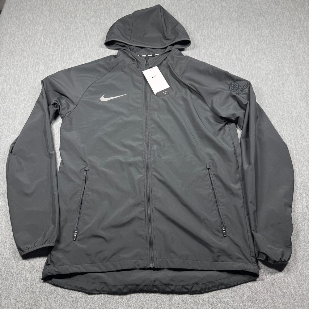 Nike Essential Jacket Mens M Gray Hooded Windbreaker Running Park MGM M62850 NWT
